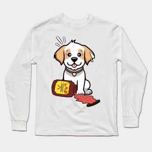 Funny happy Dog spilled BBQ sauce Long Sleeve T-Shirt